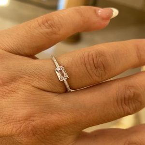 925 Sterling silver Dainty Emerald cut CZ Ring Band available sizes 5 6 7 8 9